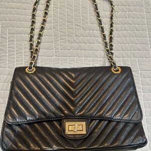 Black Quilted Leather Crossbody made in Italy